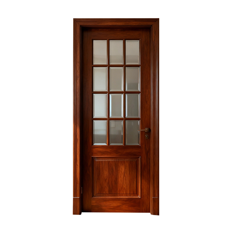 Fire-Rated Acoustic Rich Mahogany Classic French Glass Door