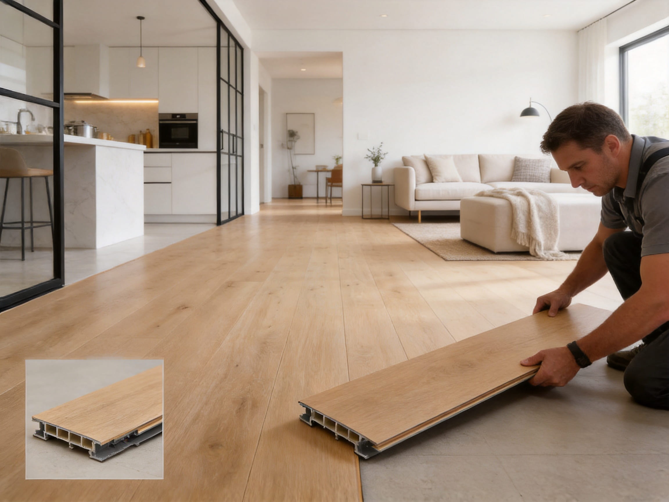 Multi-Layer Light Brown Mountain Grain Lock DIV Engineered Wood Flooring for Stable, Elegant Interiors