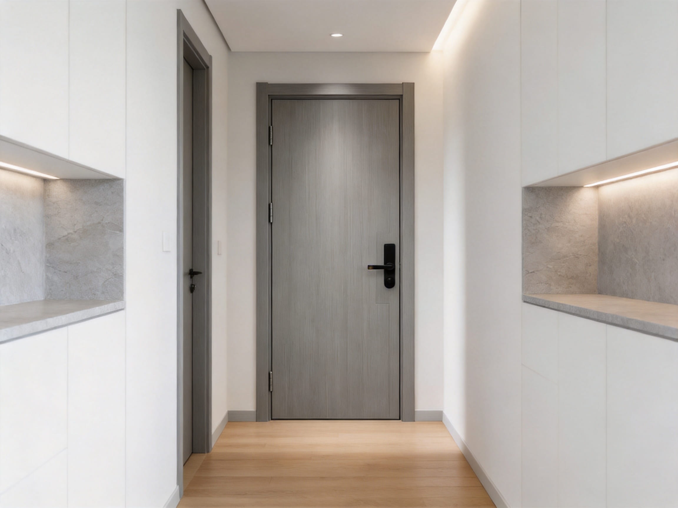 Ash Grey Straight Grain Engineered Veneer Door for Modern Commercial and Residential Interiors