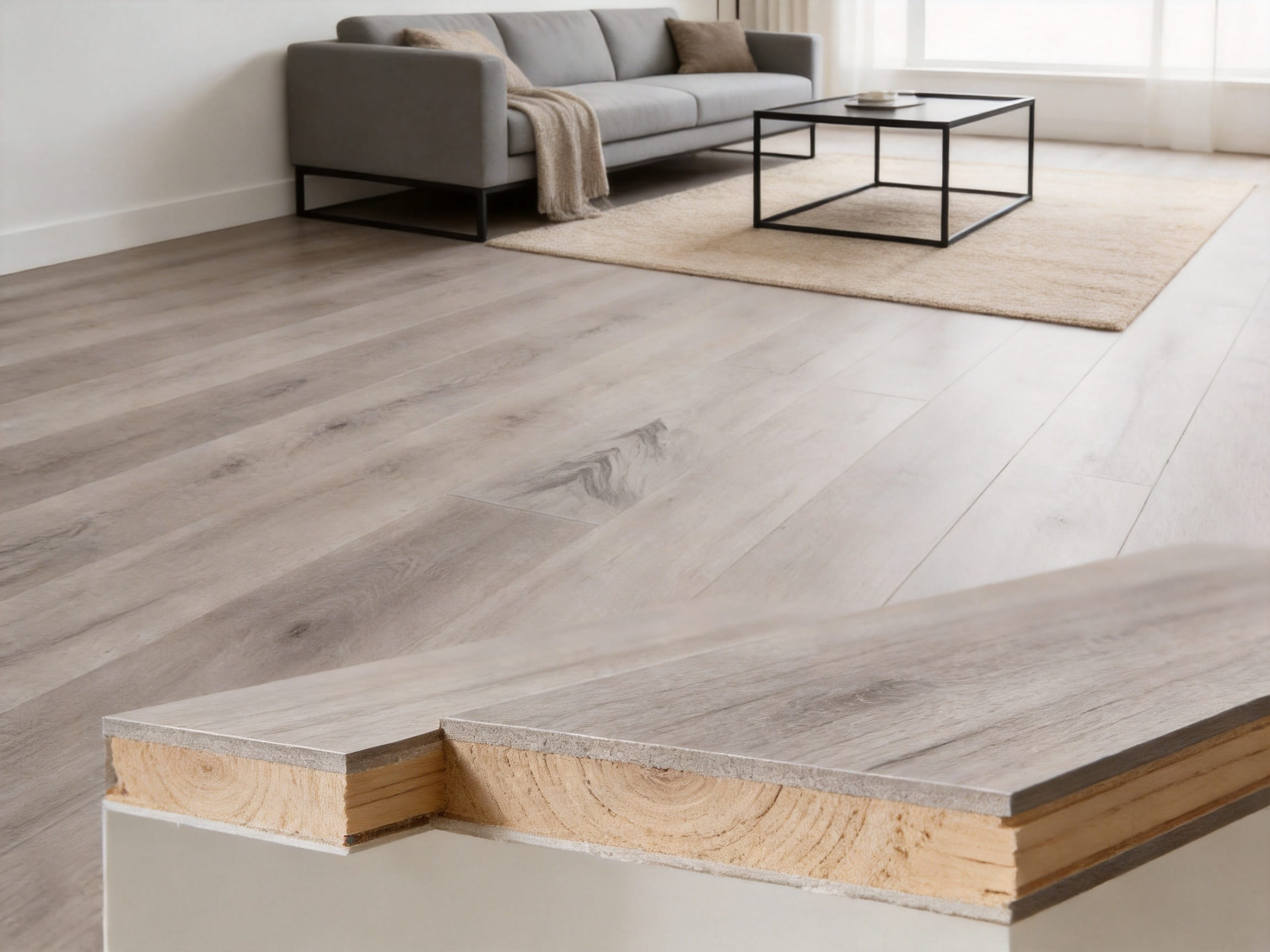 3-Layer Thick Core Light Grey Mountain Grain Lock DIV Engineered Wood Flooring for Modern Interiors