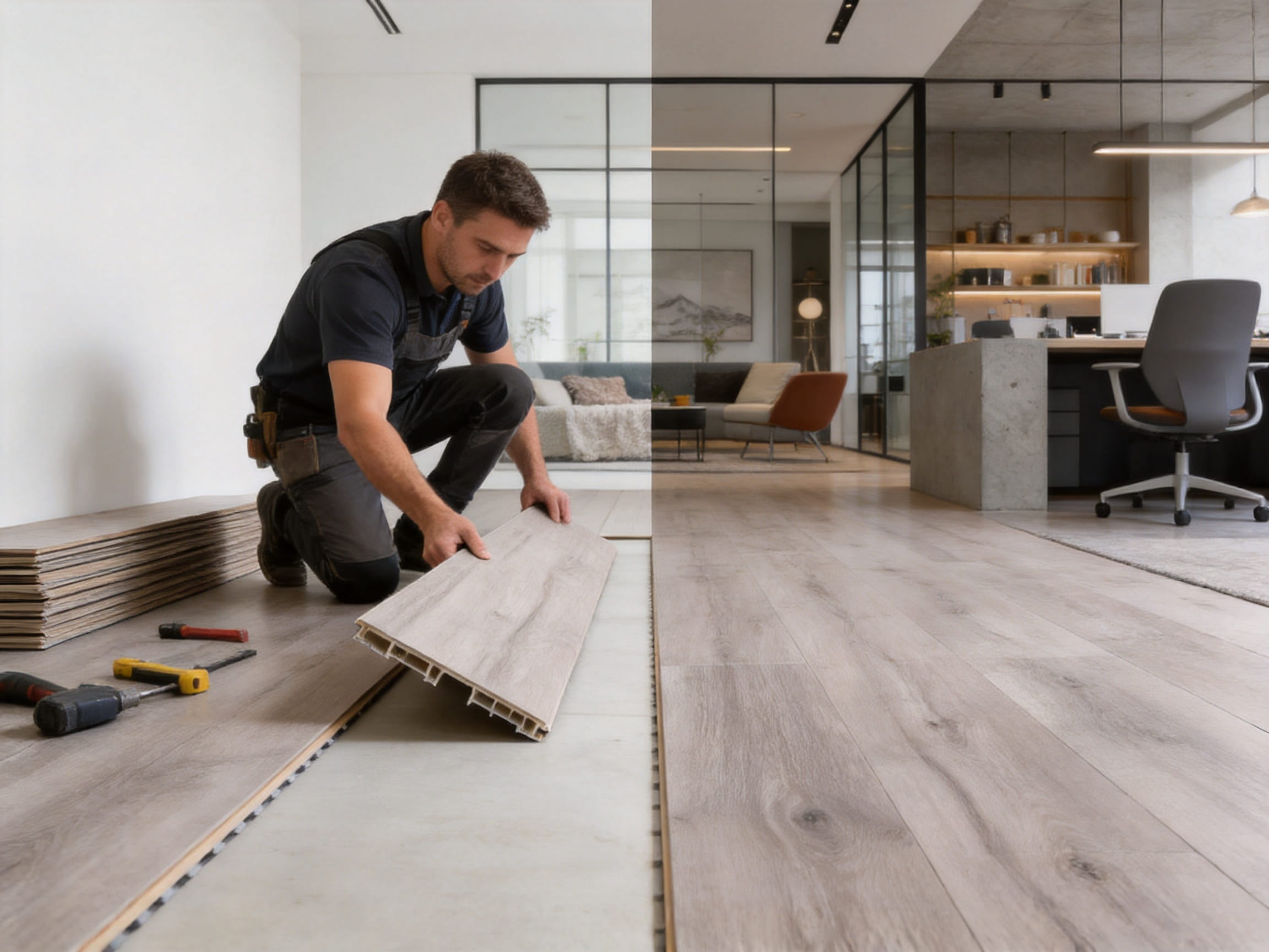3-Layer Thick Core Light Grey Mountain Grain Lock DIV Engineered Wood Flooring for Modern Interiors