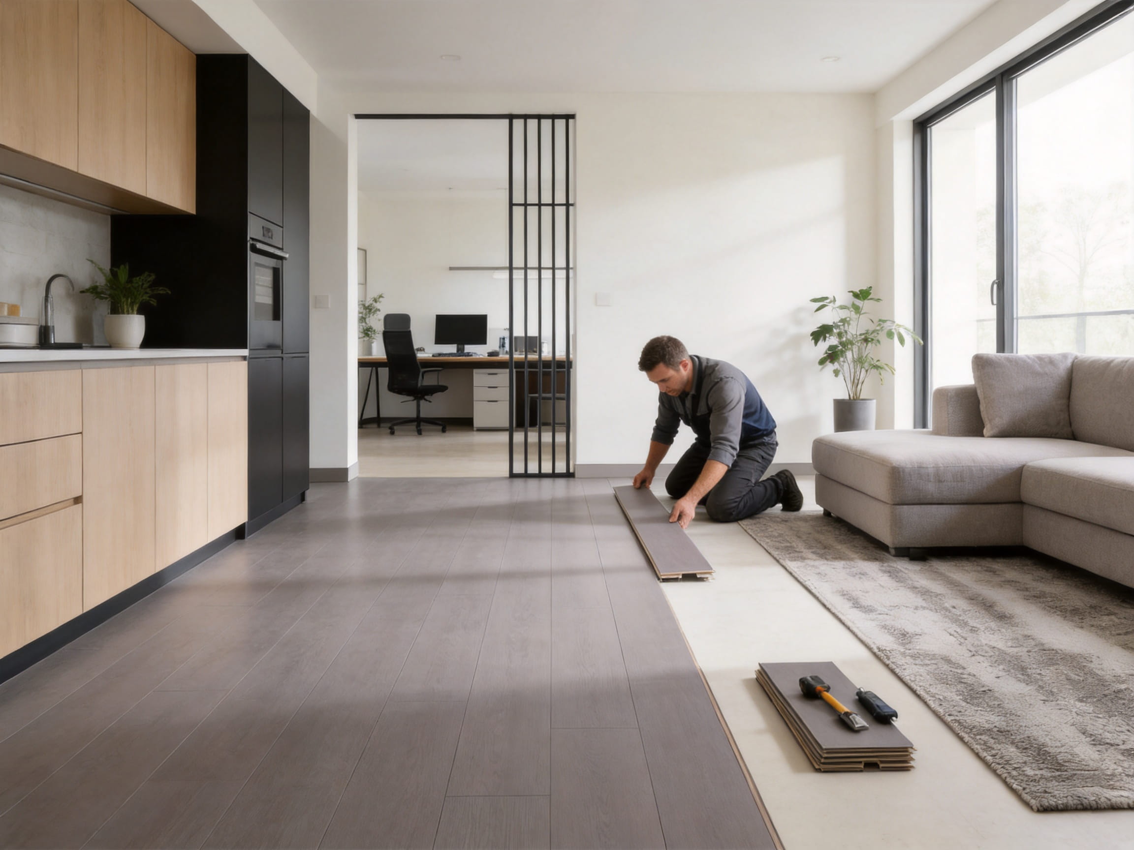 Light Grey Oak Grain AC3 Matte Laminate Flooring for Modern Residential and Commercial Interiors