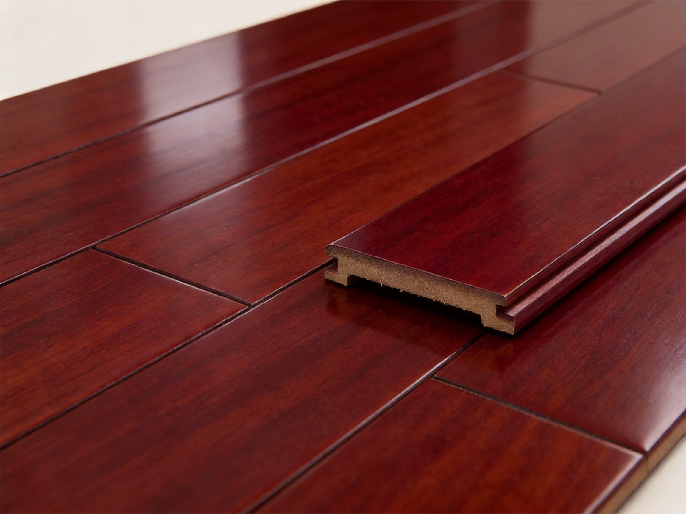Classic Burgundy Red Taun Flooring: High-Gloss Solid Wood Performance for Refined Interiors