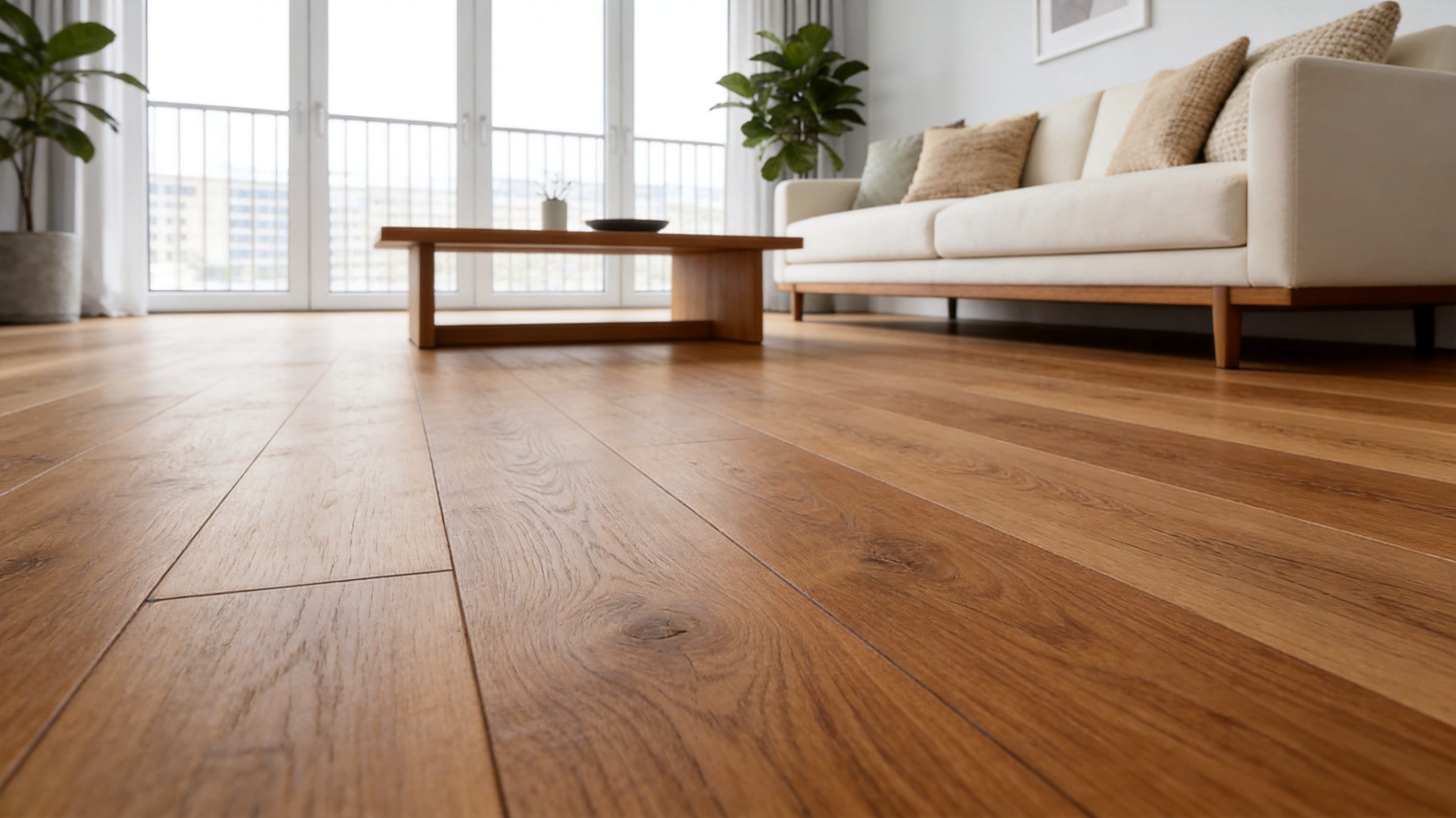 Multi-Layer Light Brown Oak Embossed Grain Matte Click-Lock Engineered Wood Flooring for Residential and Commercial Interiors