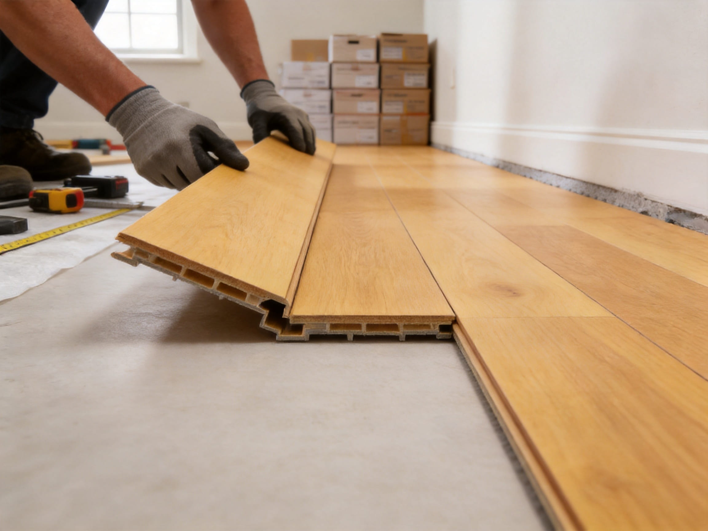 3-Layer Oak Light Golden Yellow Hand-Scraped Click Engineered Wood Flooring for Residential and Commercial Interiors