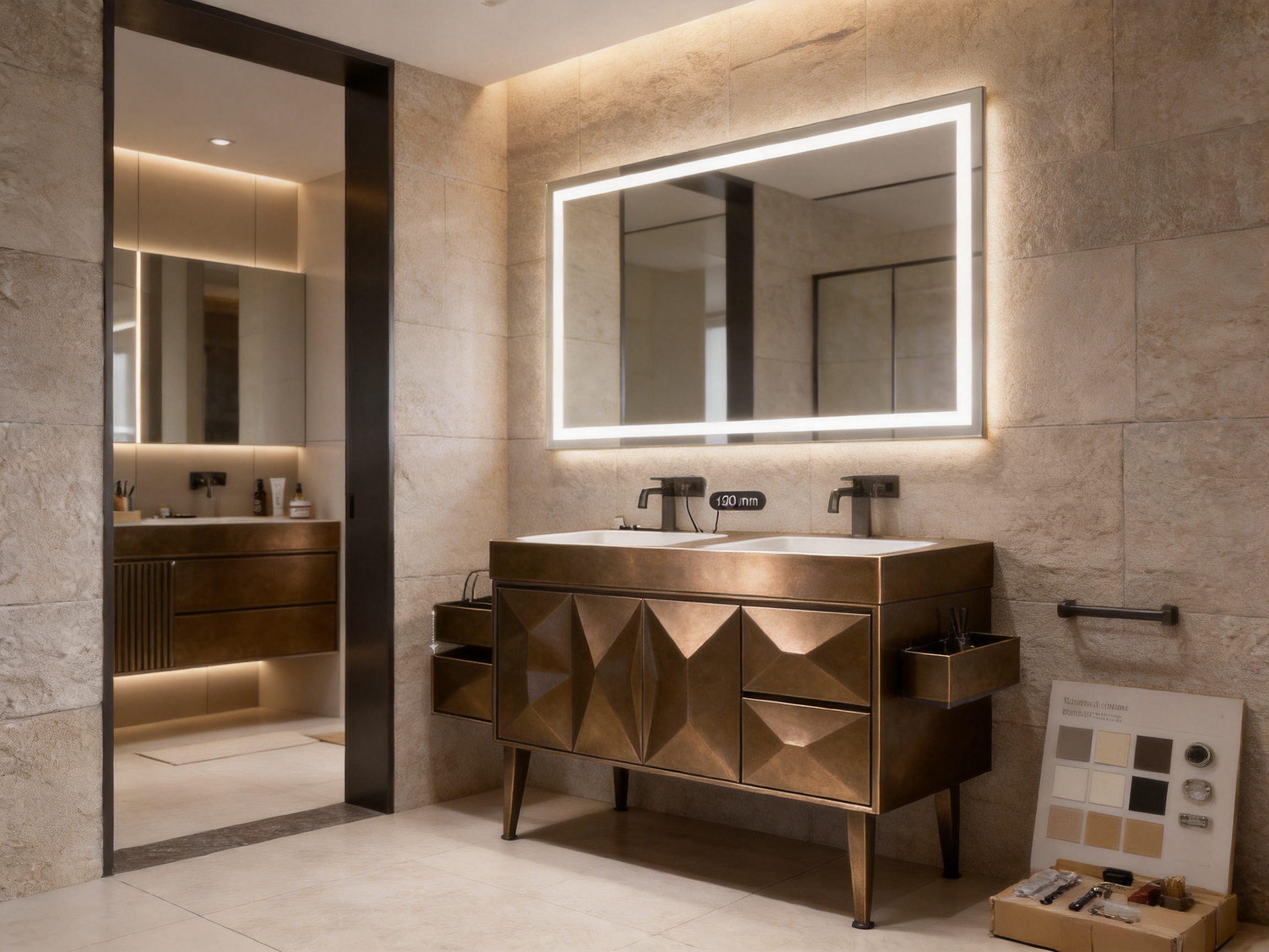 Phantom Geometric Faceted 3D-Visual Bathroom Vanities for High-Performance Interior Projects