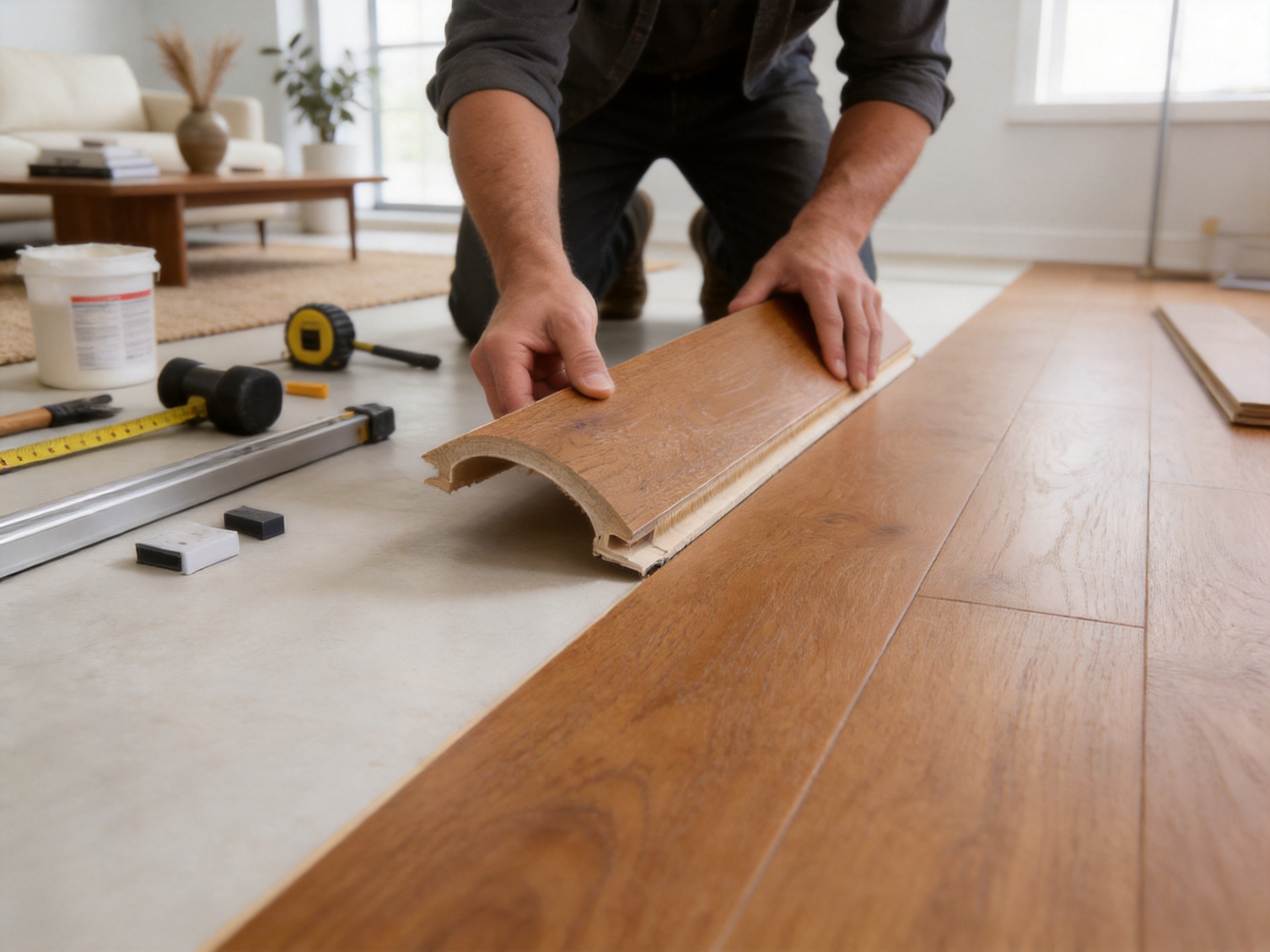 3-Layer Oak Tan Natural Grain Surface Click Engineered Wood Flooring for Residential and Commercial Interiors