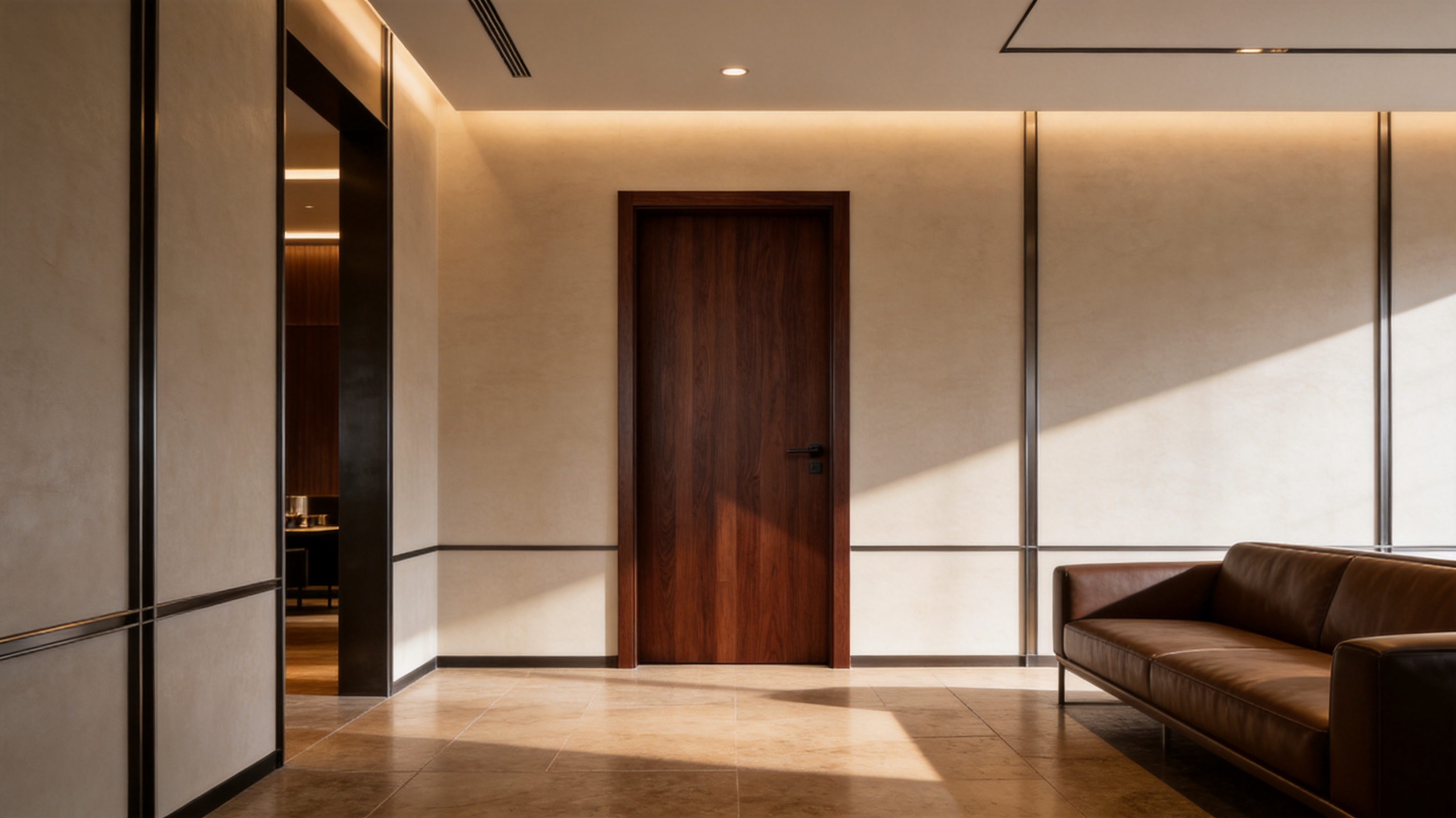 Fire-Rated Acoustic Deep Chestnut Walnut Modern Minimalist Flush Door: A Complete Guide to Safety, Privacy, and Precision Manufacturing