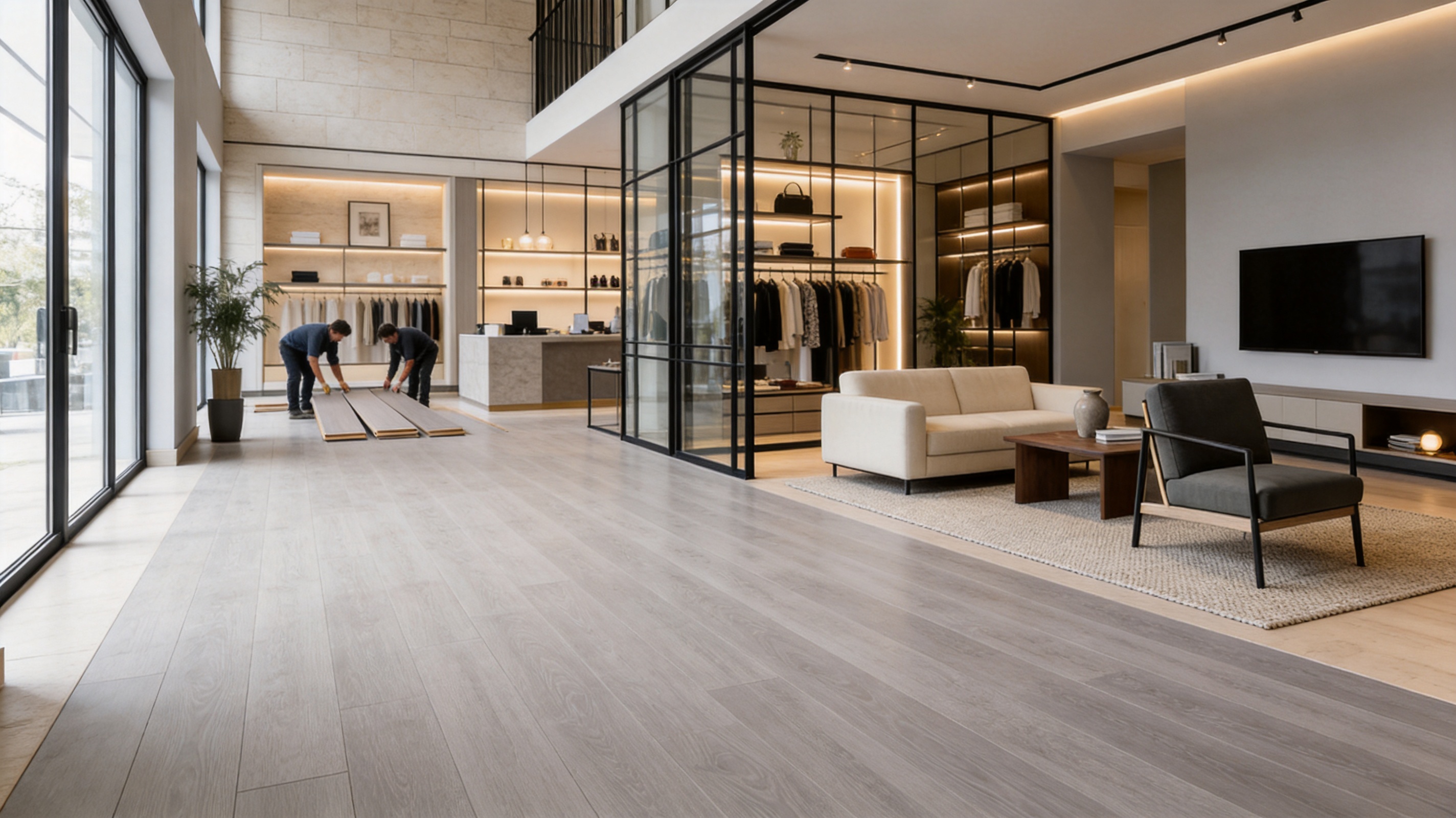 Light Grey Straight Grain DIV Lock Engineered Wood Flooring for Modern Interiors
